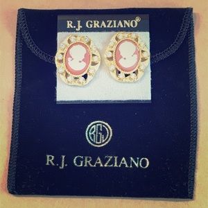SIGNED R.J Graziano Edwardian Cameo Earrings